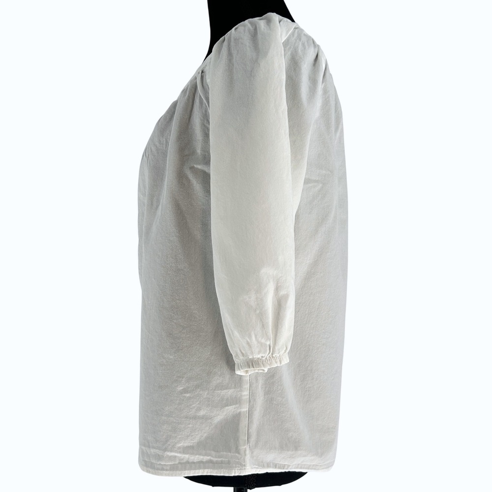 Odille Anthropologie Cotton Peasant Blouse Womens 4 Boho Cottagecore Top White - Picture 2 of 7